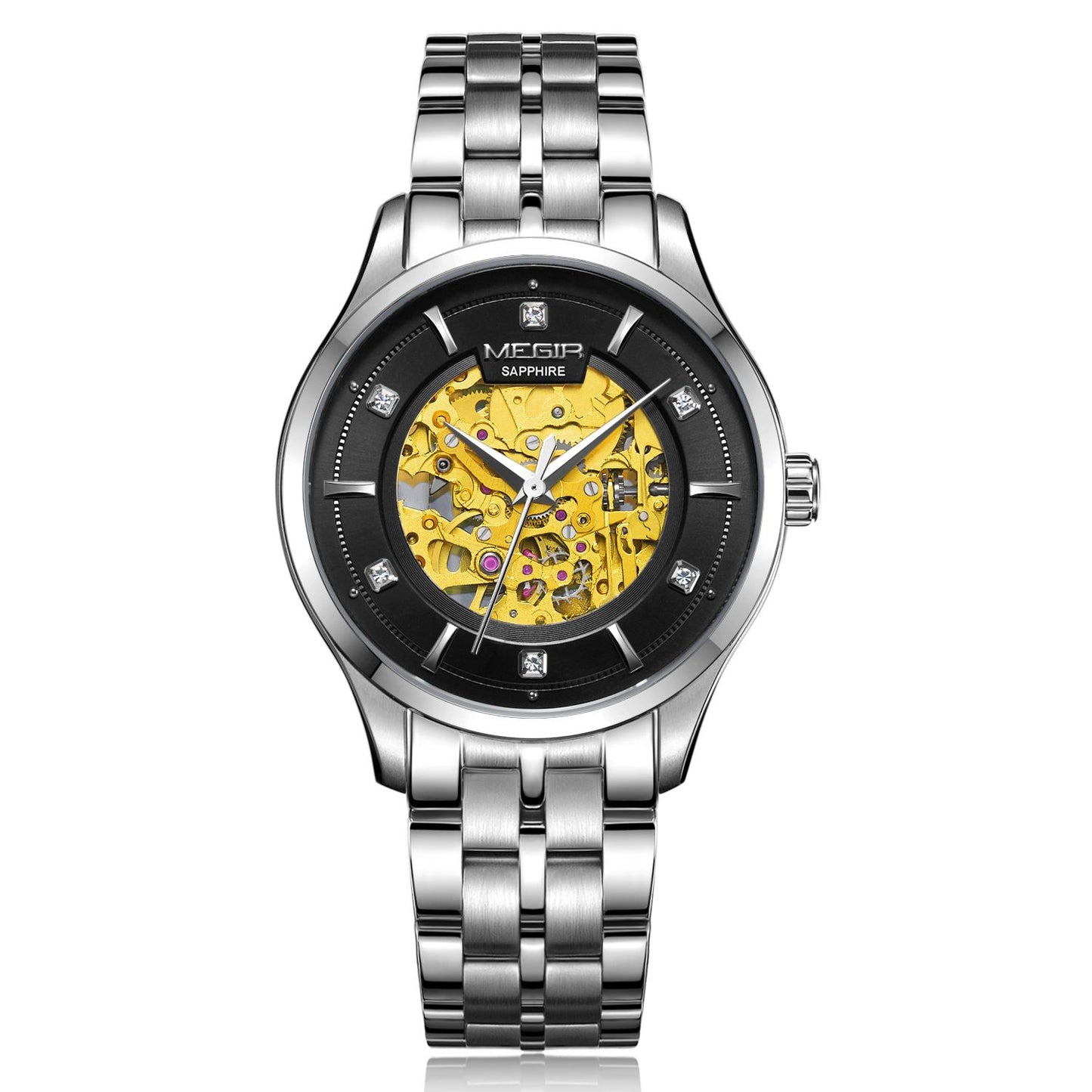 MEGIR Luxury Men Watches Waterproof Automatic Mechanical Watch Stainless Steel Sapphire Gold Business WristWatch Reloj Hombre