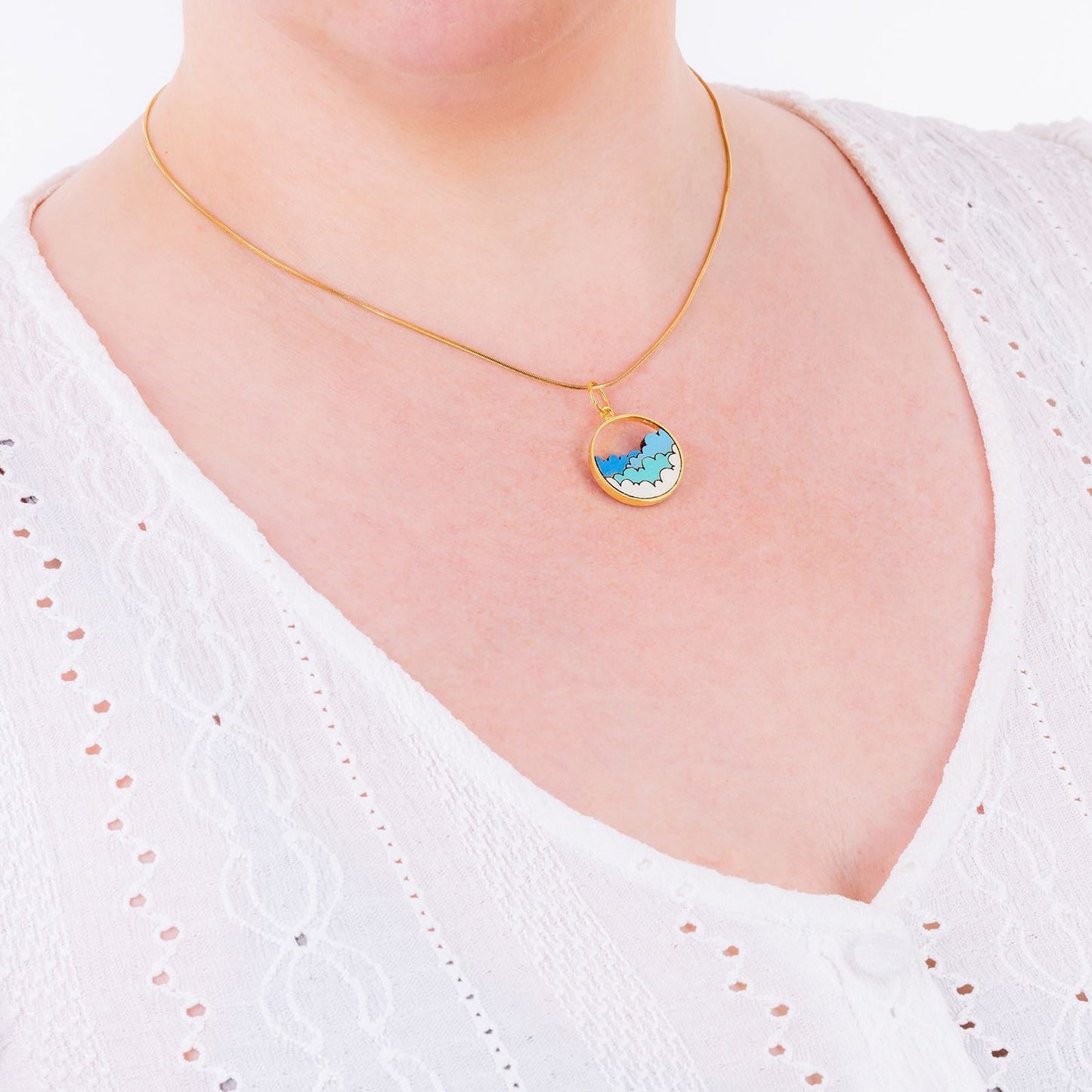 Cloud Recycled Wood Gold Necklace