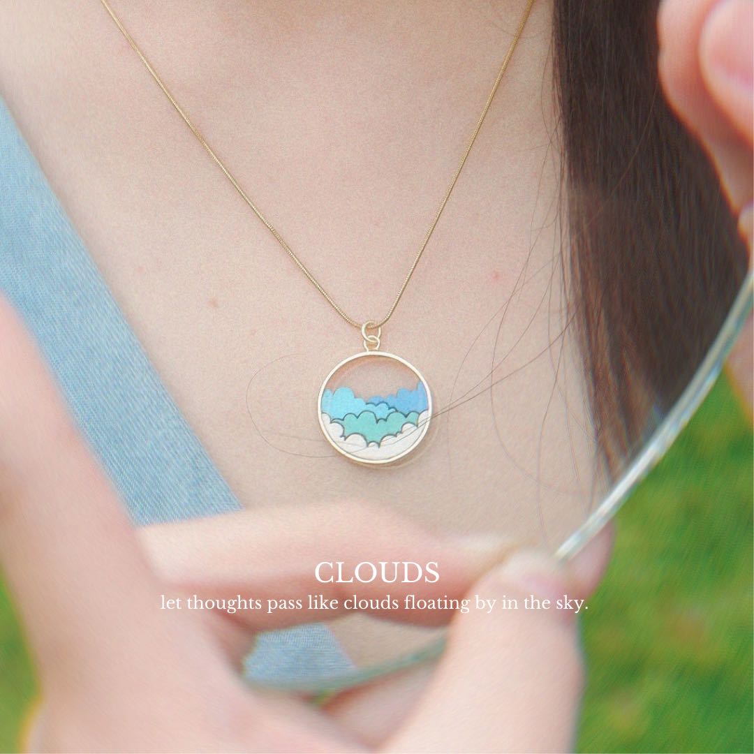 Cloud Recycled Wood Gold Necklace