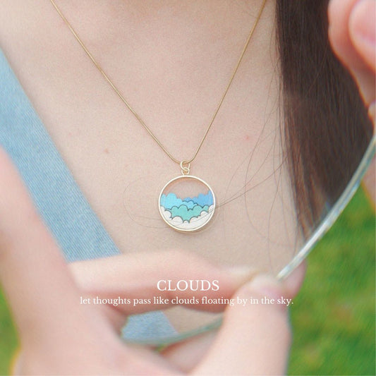 Cloud Recycled Wood Gold Necklace