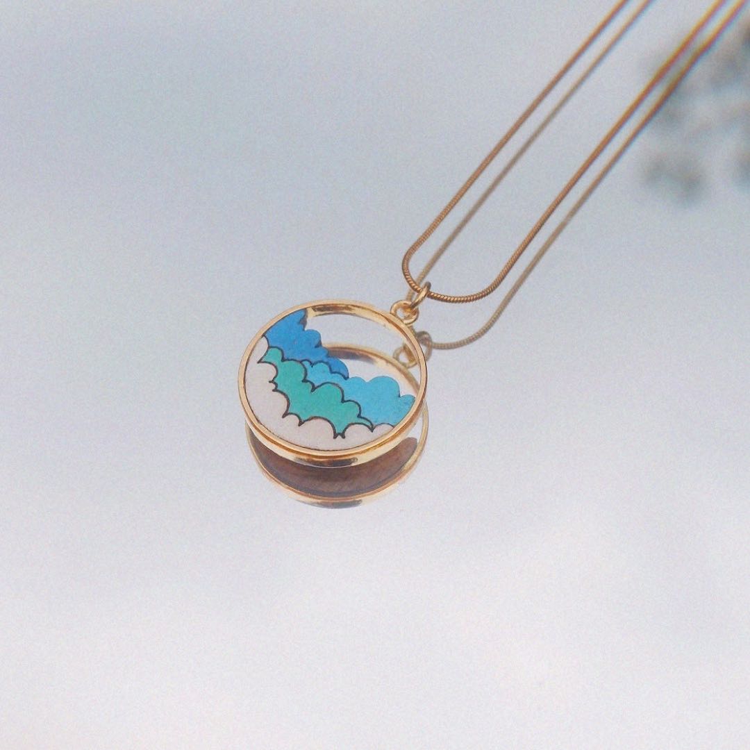 Cloud Recycled Wood Gold Necklace
