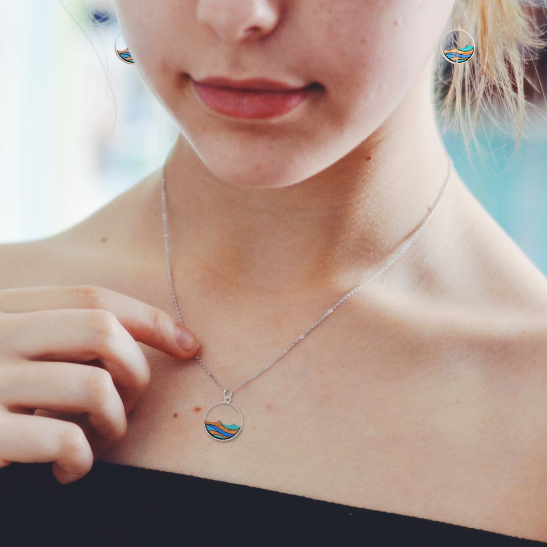 Ocean Recycled Wood Silver Necklace