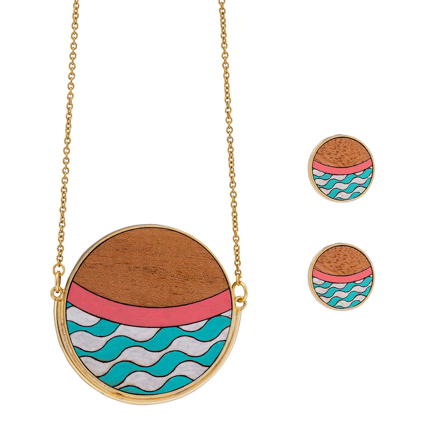 Island Recycled Wood Gold Necklace