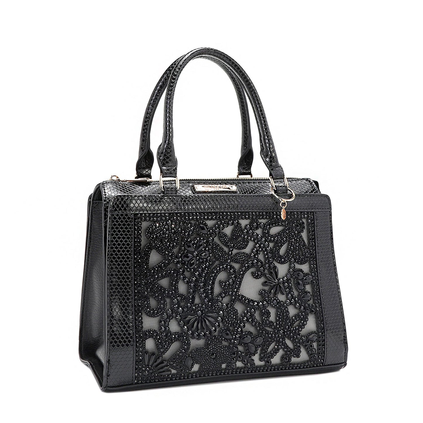 BOLSO SATCHEL CON ENCAJE (NEGRO)-1