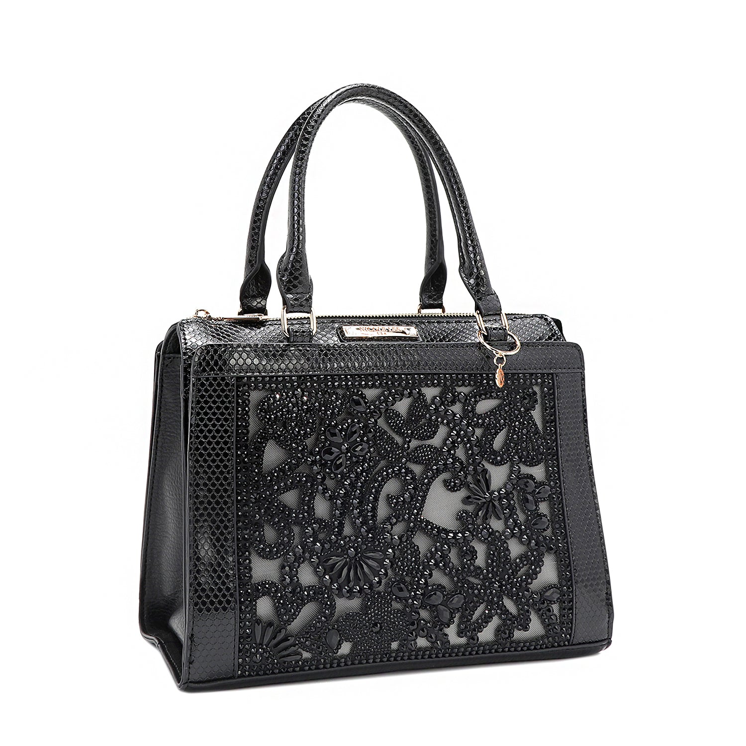 BOLSO SATCHEL CON ENCAJE (NEGRO)-1
