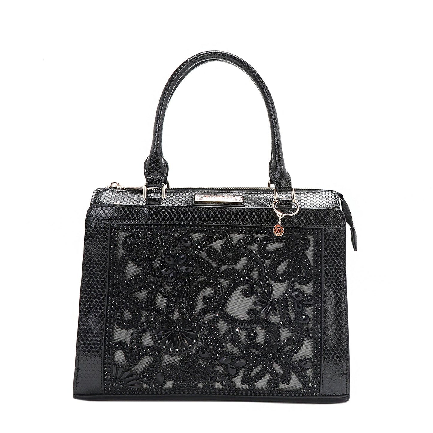 BOLSO SATCHEL CON ENCAJE (NEGRO)-0