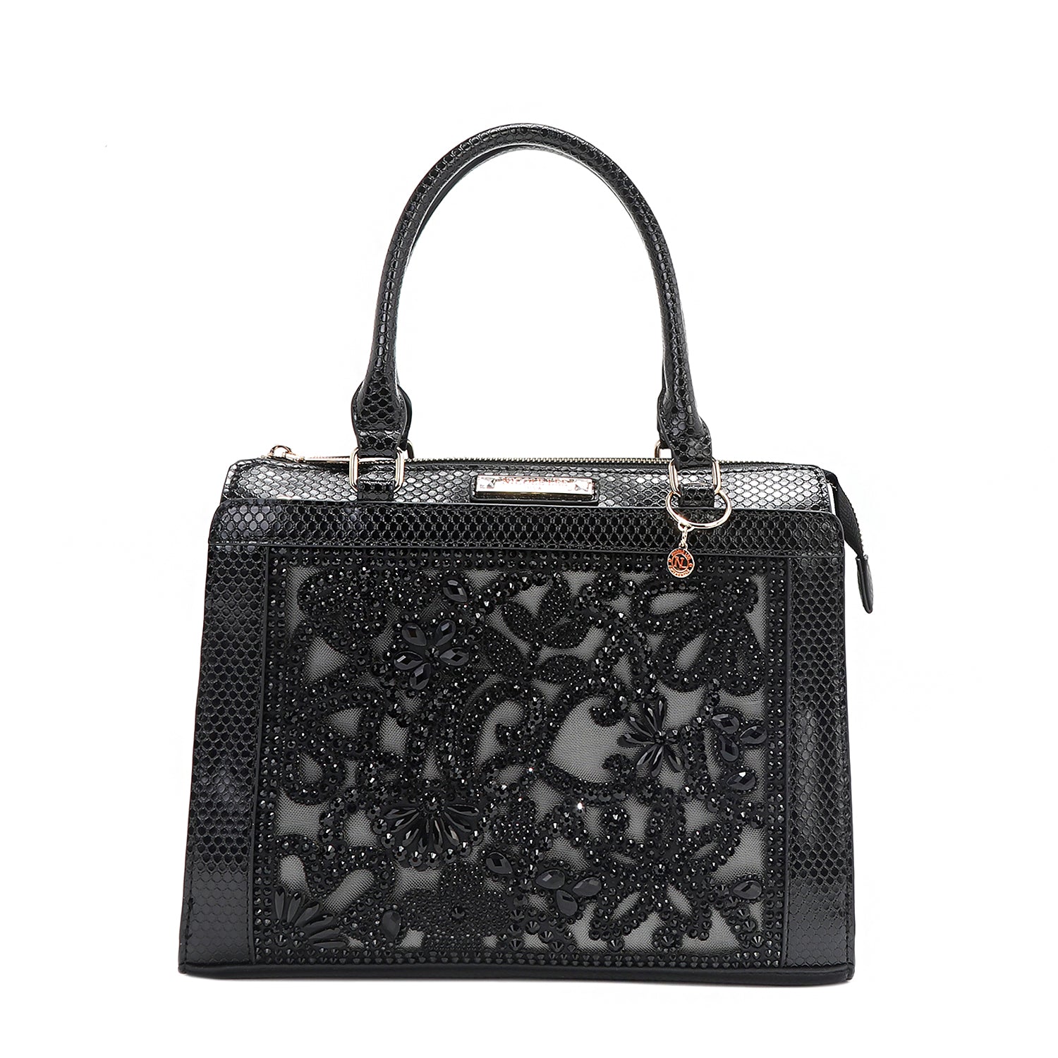 BOLSO SATCHEL CON ENCAJE (NEGRO)-0