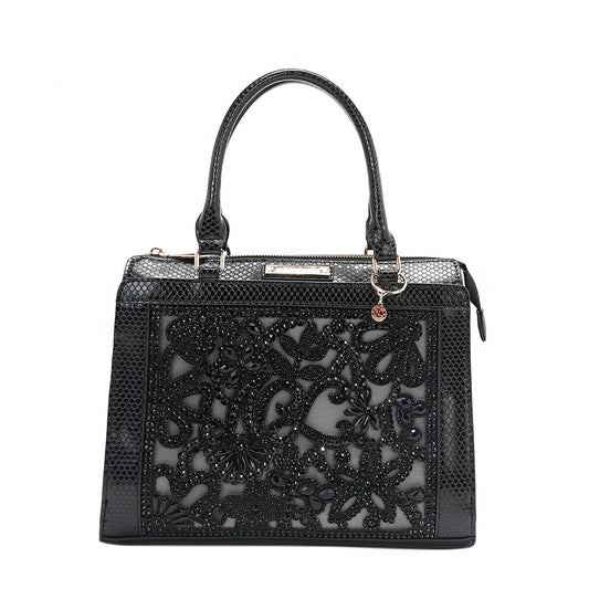 BOLSO SATCHEL CON ENCAJE (NEGRO)-0