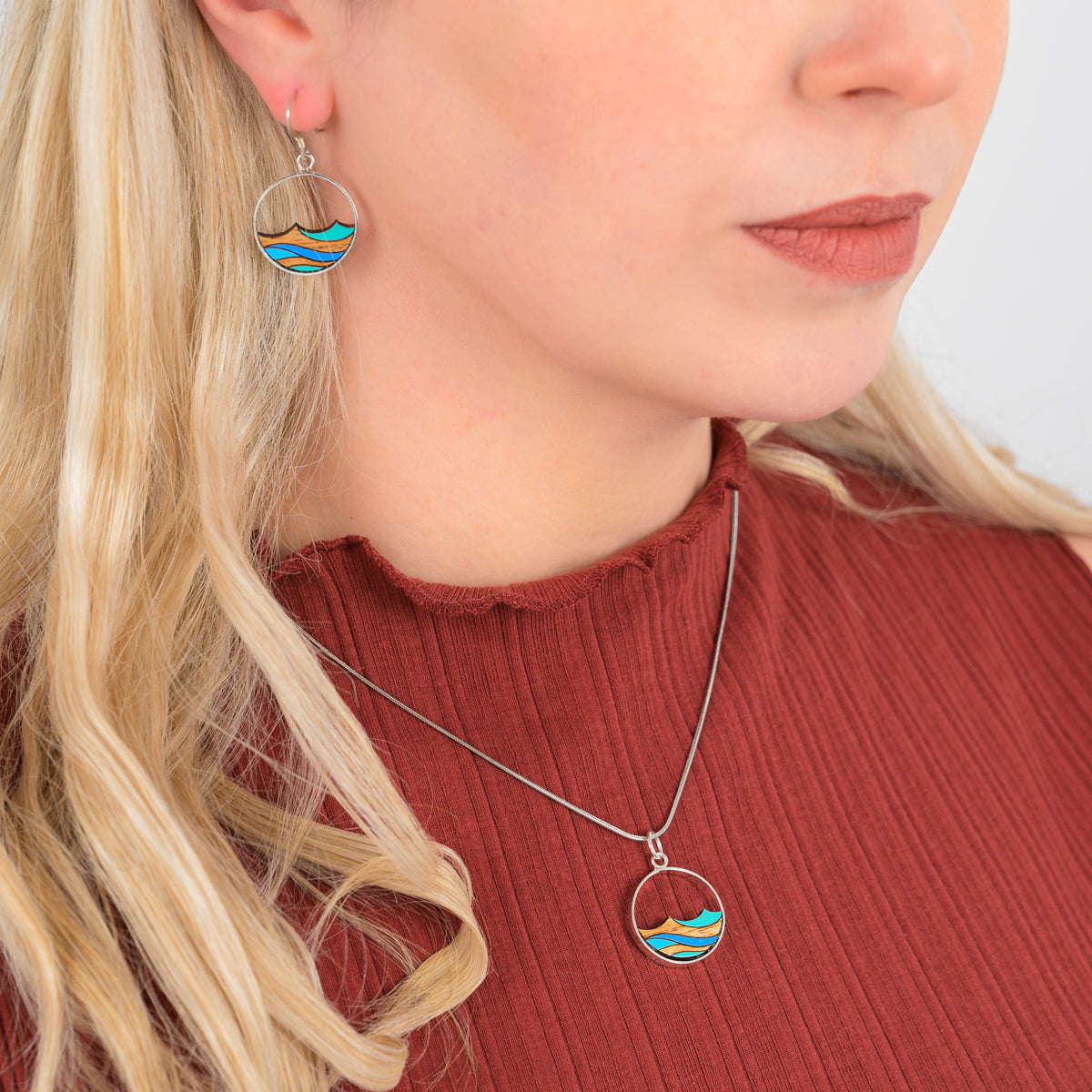 Ocean Recycled Wood Silver Necklace