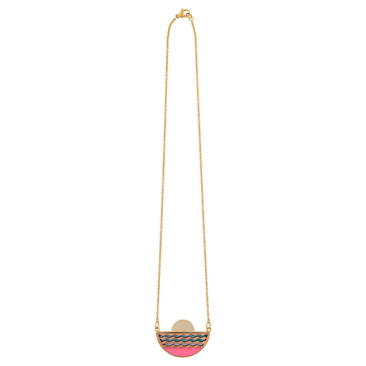 Sunset Recycled Wood Gold Necklace