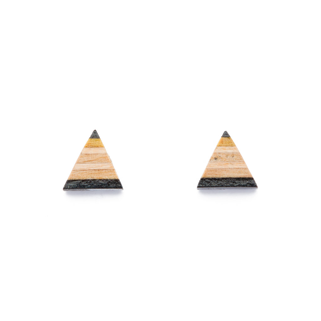 Triangle Recycled Skateboard Stud Earrings
