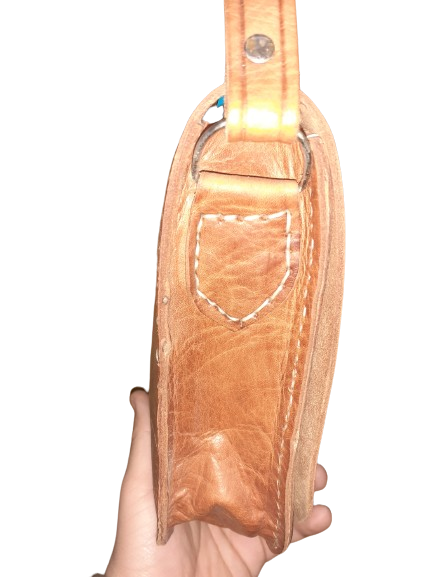 Bolso redondo liso beige vacuno Tira/click-1