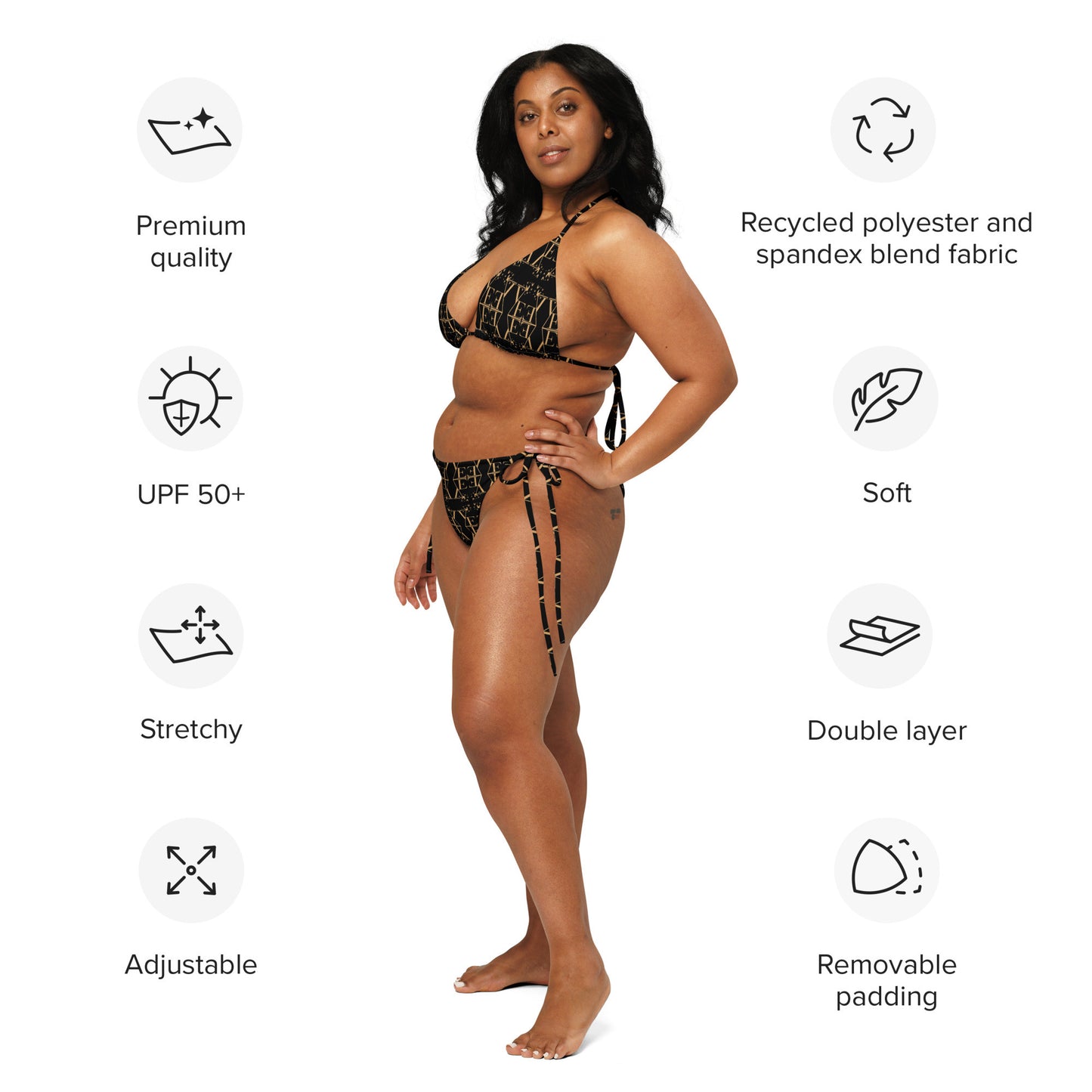 Black recycled string bikini set