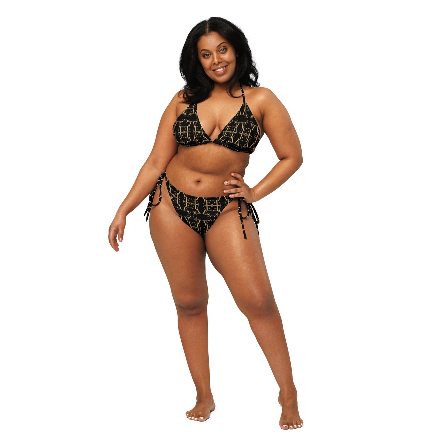 Black recycled string bikini set