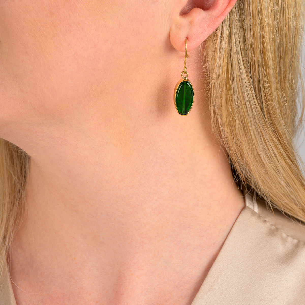 Tena Recycled Glass & Brass Earrings