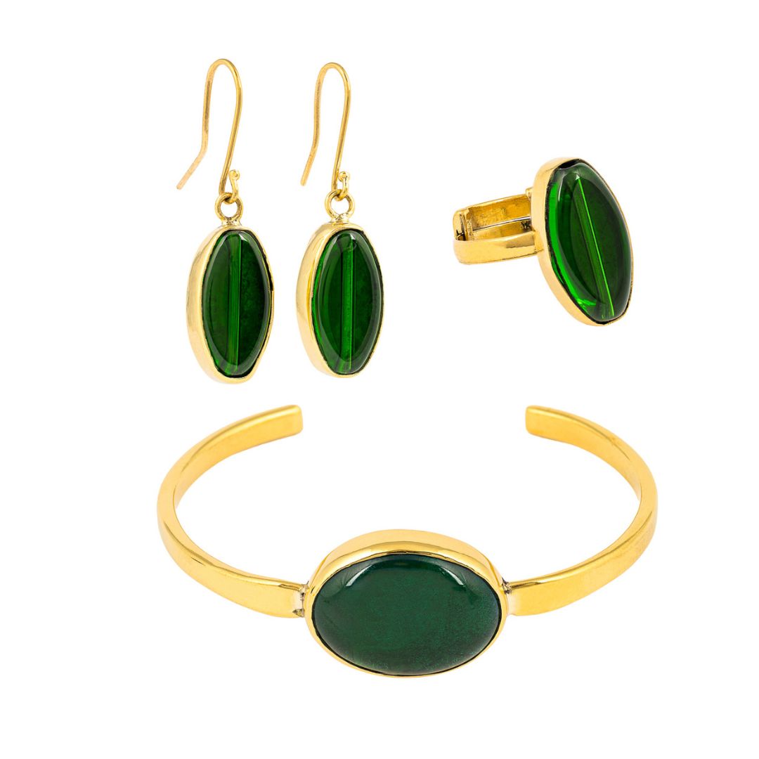 Tena Recycled Glass & Brass Earrings
