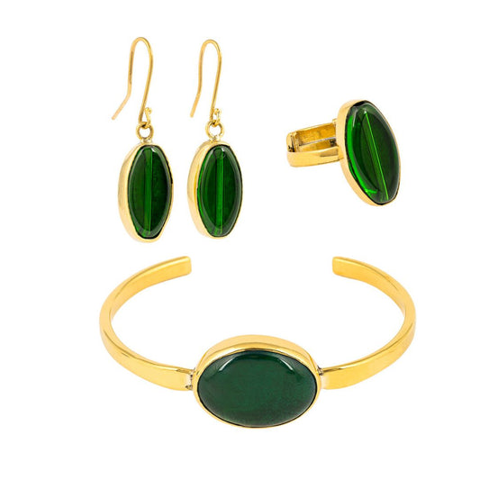Tena Recycled Glass & Brass Earrings